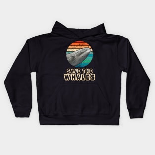 Vintage Retro Style Save The Whales Earth Day Gift Kids Hoodie